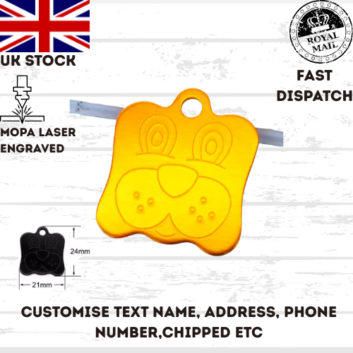 Engraved Dog FACE Tag Personalised ID Tags Name Pet Cat Tags Animal Cat Collar