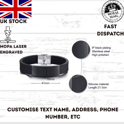 High Quality Bracelet Stainless Steel, Silicone Wristband, Steel Clasp