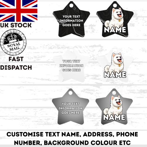 WESTIE Dog Personalised Your Own Photo Round Dog Bone, Military Tag