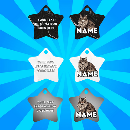 MAINCOON Cat Pet Personalised Own Photo Round, Dog Bone, Military Tag