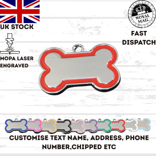 Engraved Dog Tag Personalised ID Tags Name BONE Pet Cat Tags Animal Cat Collar