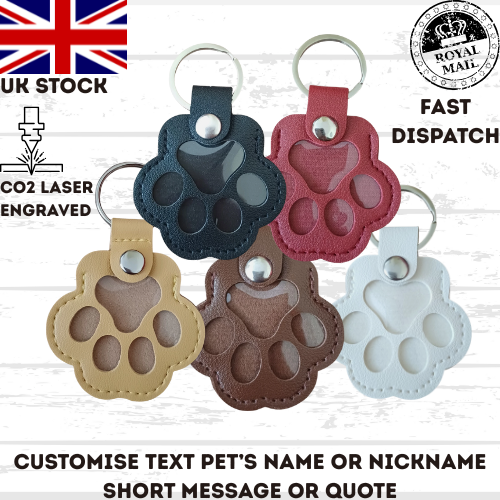 Custom Pet Fur Keychain – Personalised Paw Memorial Gift – Dog Cat Loss