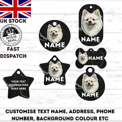 GERMAN SPITZ Dog Pet Personalise Own Photo Round, Bone, Military Tag