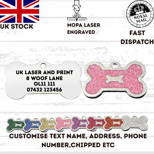 Engraved Dog Tag Personalised ID Tags Name BONE Pet Cat Tags Animal Cat Collar