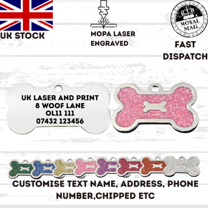 Engraved Dog Tag Personalised ID Tags Name BONE Pet Cat Tags Animal Cat Collar