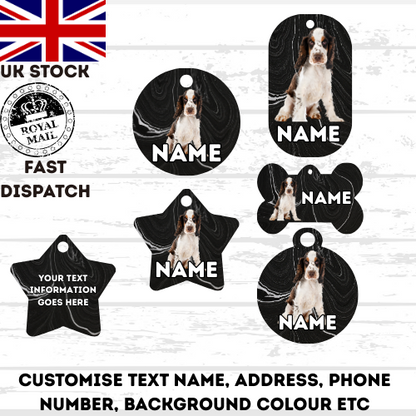 BEAGLE Tag Dog Pet Personalise Own Photo Round, Bone, Military Tag