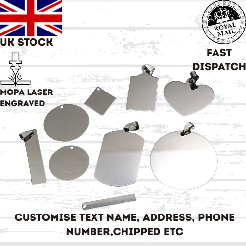 Stainless Steel Mixed Shape Tag Pendants Personlised dog cat other UK stock