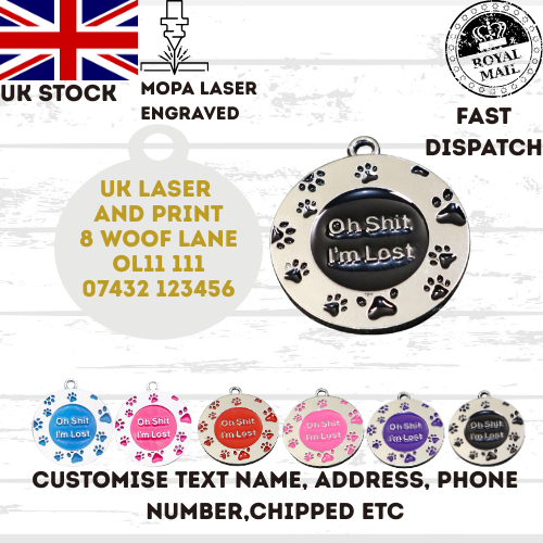 Engraved Dog Tag Personalised ID Tags Name Disc Pet Cat Tags Animal Cat Collar