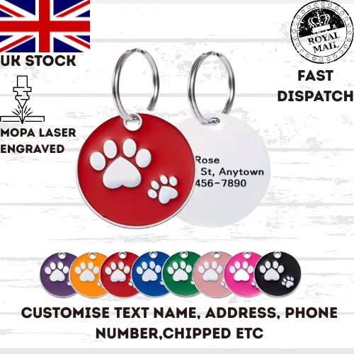 Engraved Dog Tag Personalised ID Tags Name Disc Pet Cat Tags Animal Cat Collar