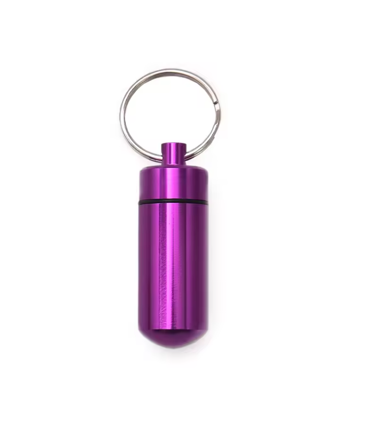 Pill Box Key Drug Chain Holder Waterproof Aluminium Tablets Medicine Container