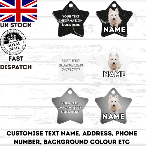 WESTIE Dog Personalised Your Own Photo Round Dog Bone, Military Tag