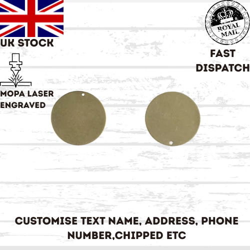 ENGRAVED PET TAGS - Personalised id dog cat tag Brass name small large identity
