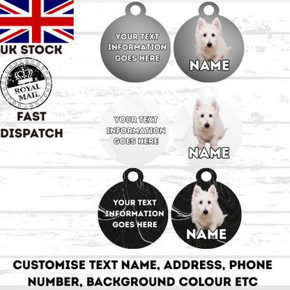 WESTIE Dog Personalised Your Own Photo Round Dog Bone, Military Tag
