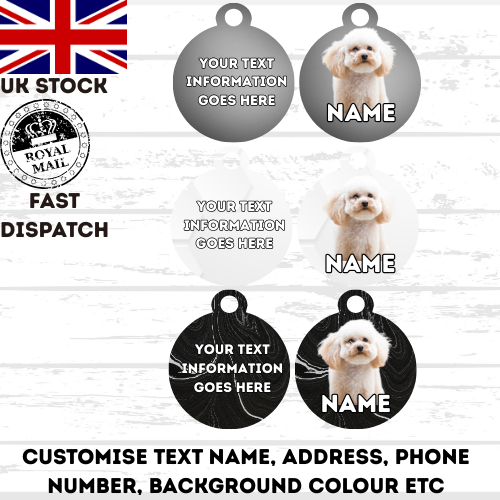 TOY POODLE Dog Personalised Your Own Photo Round Dog Bone, Military Tag