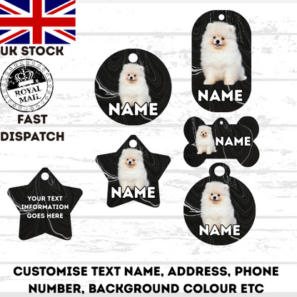GERMAN SPITZ Dog Pet Personalise Own Photo Round, Bone, Military Tag