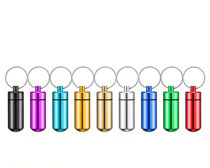Pill Box Key Drug Chain Holder Waterproof Aluminium Tablets Medicine Container