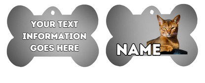 ABYSSINIAN Cat Tag Pet Personalised Your Own Photo Round, Dog Bone, Military Tag