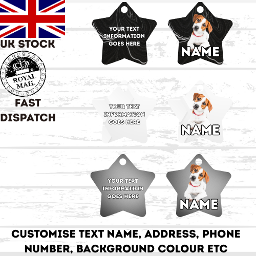 JACK RUSSELL Dog Pet Personalise Own Photo Round, Bone, Military Tag