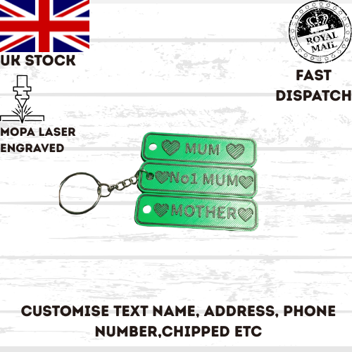 4D MOTHERS DAY Customisable Registration Reg Plate Keyring Keychain Personalised