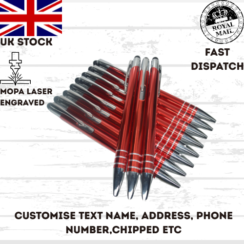 Personalised Pens, back to school, office, business Laser Engraved UK stock