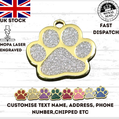 Engraved Dog Tag Personalised ID Tags Name PAW Pet Cat Tags Animal Cat Collar