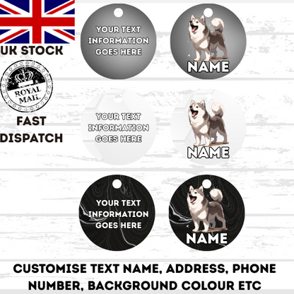 SIBERIAN HUSKY Dog Personalised Your Own Photo Round Dog Bone, Military Tag