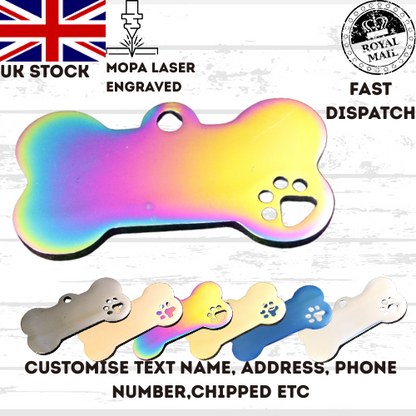 Engraved Dog Tag Personalised ID Tags Name BONE Pet Cat Tags Animal Cat Collar