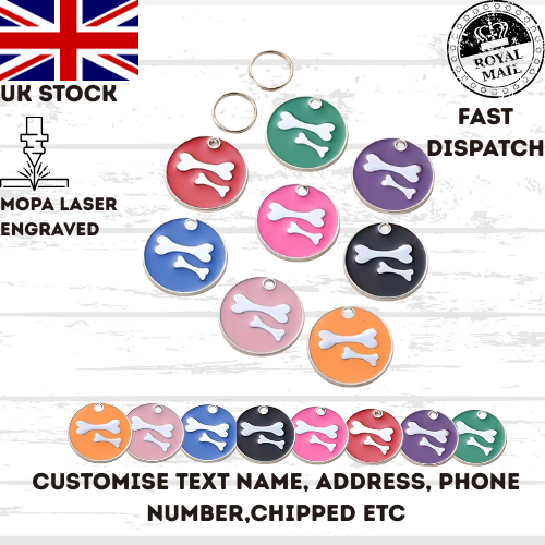 Engraved Dog Tag Personalised ID Tags Name Disc Pet Cat Tags Animal Cat Collar