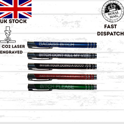 BADASS BIT*H funny quotes pen set, gift set, funny, Christmas, office, business