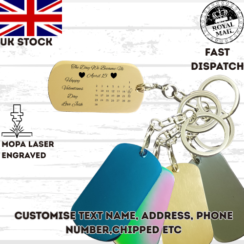 Personalised Calendar Keyrings Engraved Army Key Tag Anniversary Valentines Gift