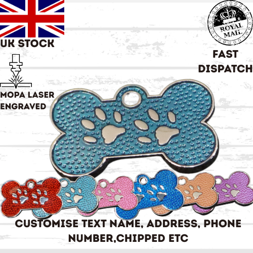 Engraved Dog Tag Personalised ID Tags Name BONE Pet Cat Tags Animal Cat Collar