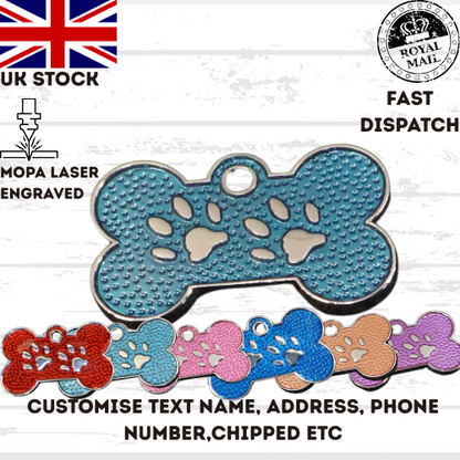 Engraved Dog Tag Personalised ID Tags Name BONE Pet Cat Tags Animal Cat Collar