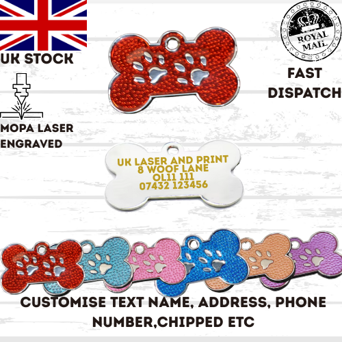 Engraved Dog Tag Personalised ID Tags Name BONE Pet Cat Tags Animal Cat Collar
