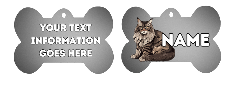MAINCOON Cat Pet Personalised Own Photo Round, Dog Bone, Military Tag
