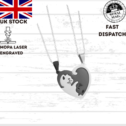 CAT Necklace Love Hug Pairing Couple Friend Stainless Steel
