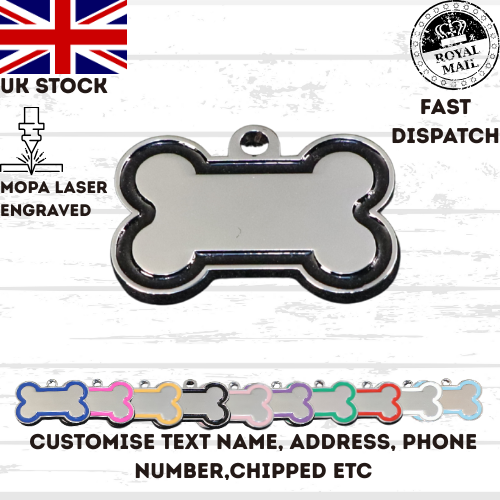 Engraved Dog Tag Personalised ID Tags Name BONE Pet Cat Tags Animal Cat Collar