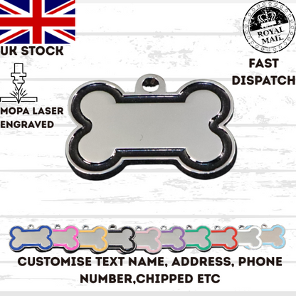 Engraved Dog Tag Personalised ID Tags Name BONE Pet Cat Tags Animal Cat Collar