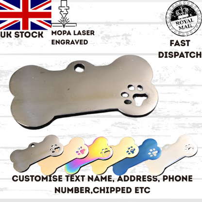 Engraved Dog Tag Personalised ID Tags Name BONE Pet Cat Tags Animal Cat Collar