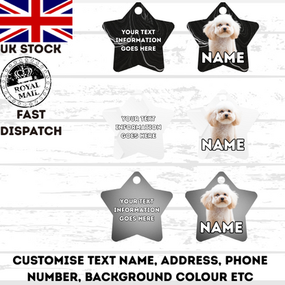 TOY POODLE Dog Personalised Your Own Photo Round Dog Bone, Military Tag