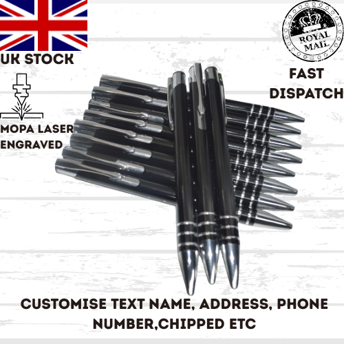Personalised Pens, back to school, office, business Laser Engraved UK stock