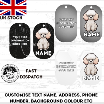 TOY POODLE Dog Personalised Your Own Photo Round Dog Bone, Military Tag