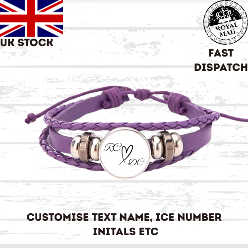 Leather Rope Bracelet Personalized Gift PURPLE