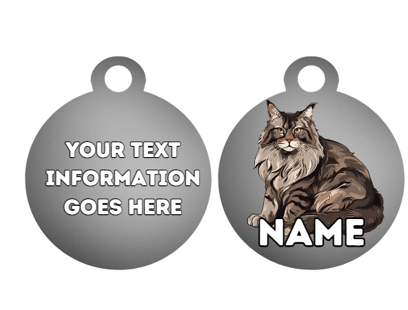 MAINCOON Cat Pet Personalised Own Photo Round, Dog Bone, Military Tag