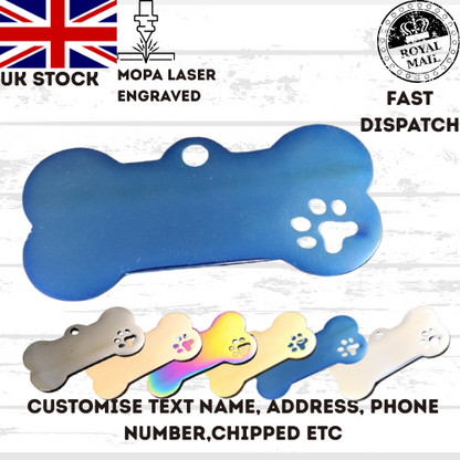 Engraved Dog Tag Personalised ID Tags Name BONE Pet Cat Tags Animal Cat Collar