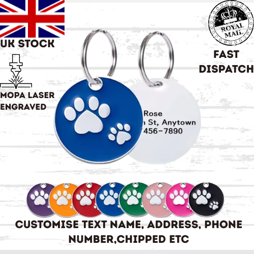 Engraved Dog Tag Personalised ID Tags Name Disc Pet Cat Tags Animal Cat Collar