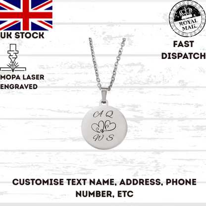 45cm Necklace Chain Round Disc Personalised Gift For Her
