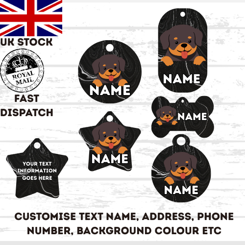ROTTWEILER Cat Tag Pet Personalised Your Own Photo Military Style Tag