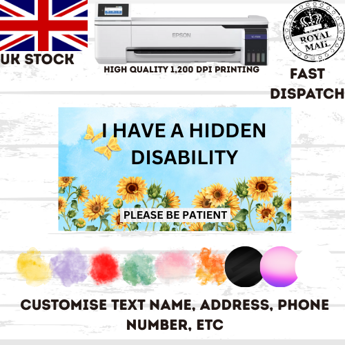 Hidden Health Condition Disability Awareness 9 COLOURS Free Lanyard and Holder