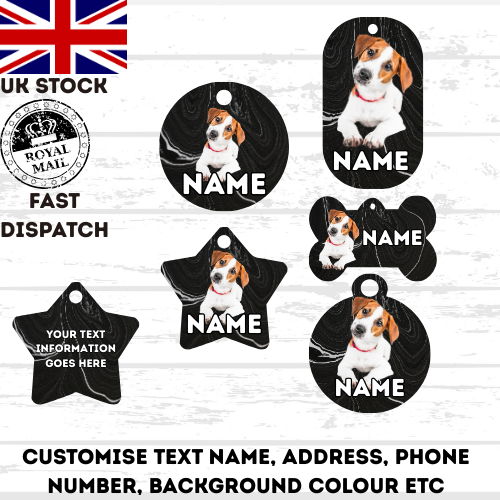JACK RUSSELL Dog Pet Personalise Own Photo Round, Bone, Military Tag
