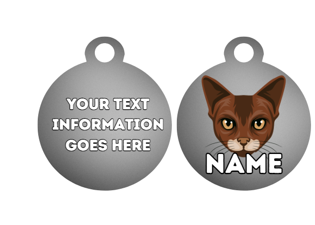 ABYSSINIAN Cat Tag Pet Personalised Your Own Photo Round, Dog Bone, Military Tag